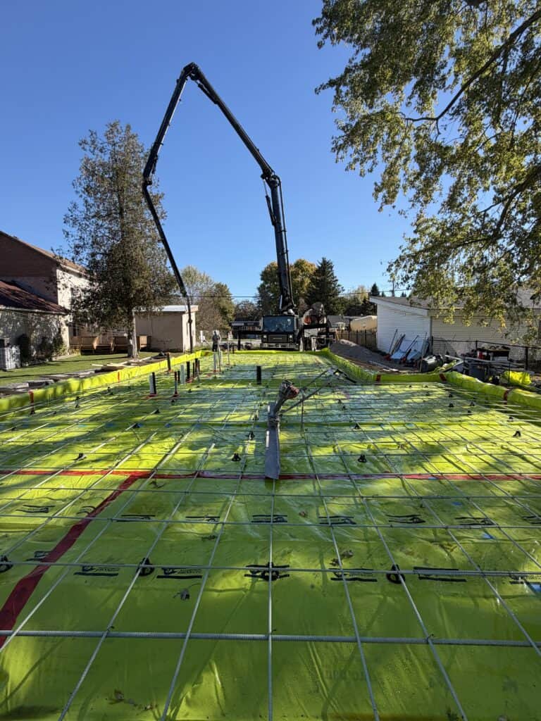 Below and above grade waterproofing and insulation continuity on a foundation in Owen Sound
