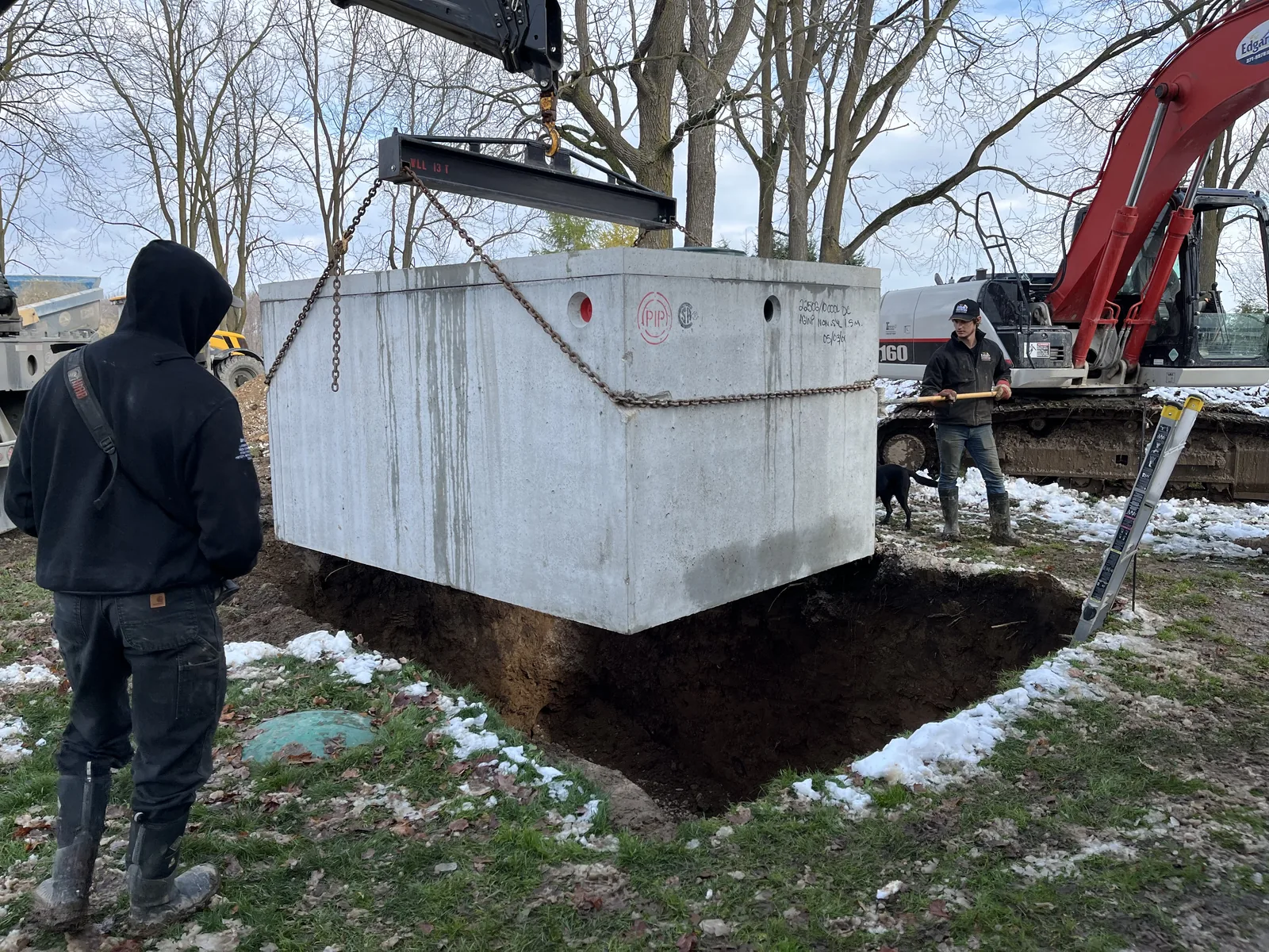 Licensed septic installer at work on a Grey-Bruce property